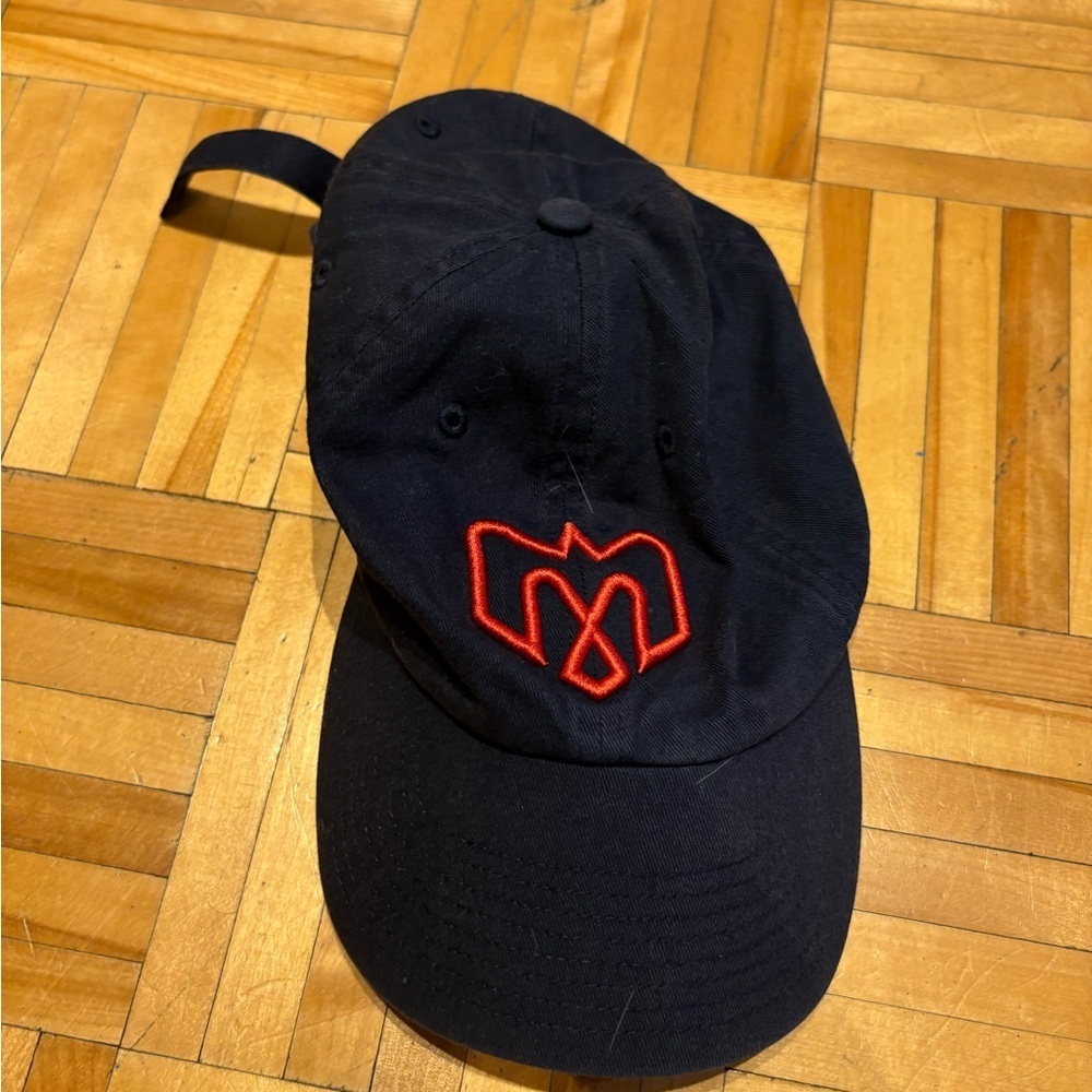 3/15$ 47 Brand Black Hat with Red Embroidery